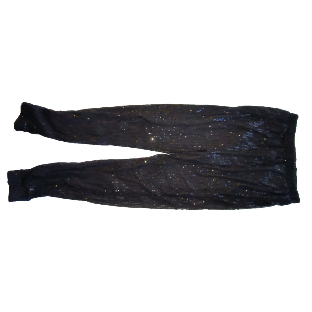 Black Sequin Pants Full-Length Fitted Sparkle Style Size M W005 - Picture 3 of 4